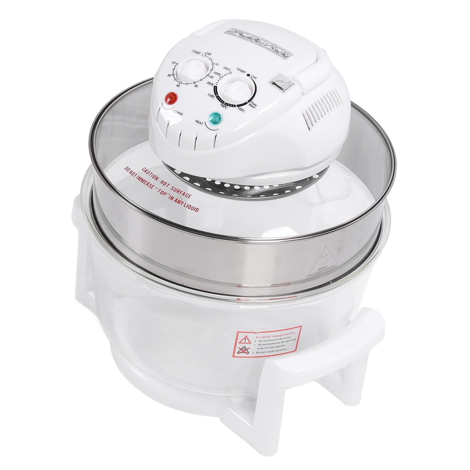Freidora de Cristal Visible 1200-1400 W 17 L Freidora de Gran Capacidad 65-250 ℃ para Verduras (Enchufe europeo 220V)