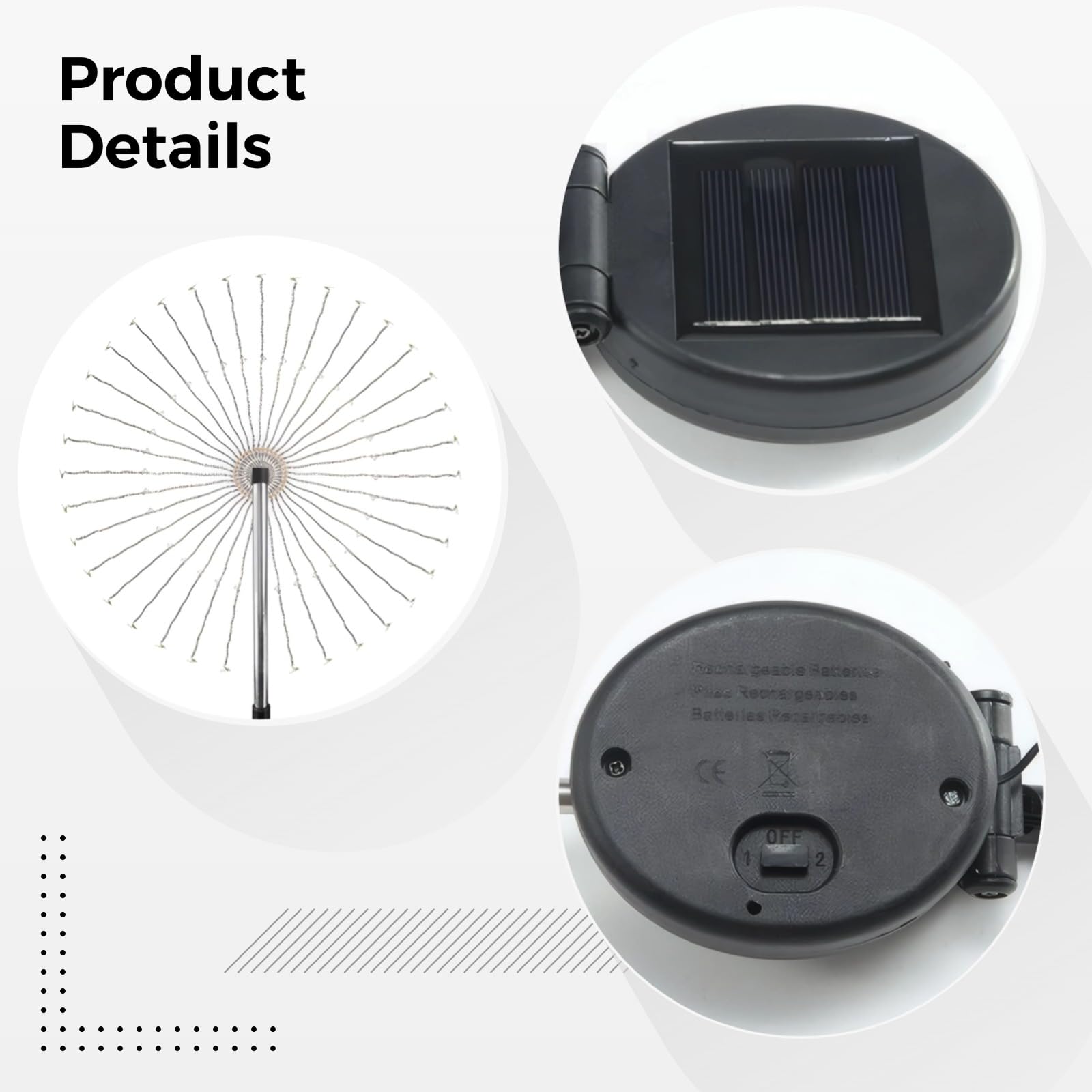 2 sztuki lamp solarnych do trawnika, dmuchawca, miedzianego drutu, lampki dekoracyjne na zewnątrz, wodoodporne solarne fajerwerki z drążkiem ze stali nierdzewnej, dwa tryby, 150 diod LED, 4 kolory