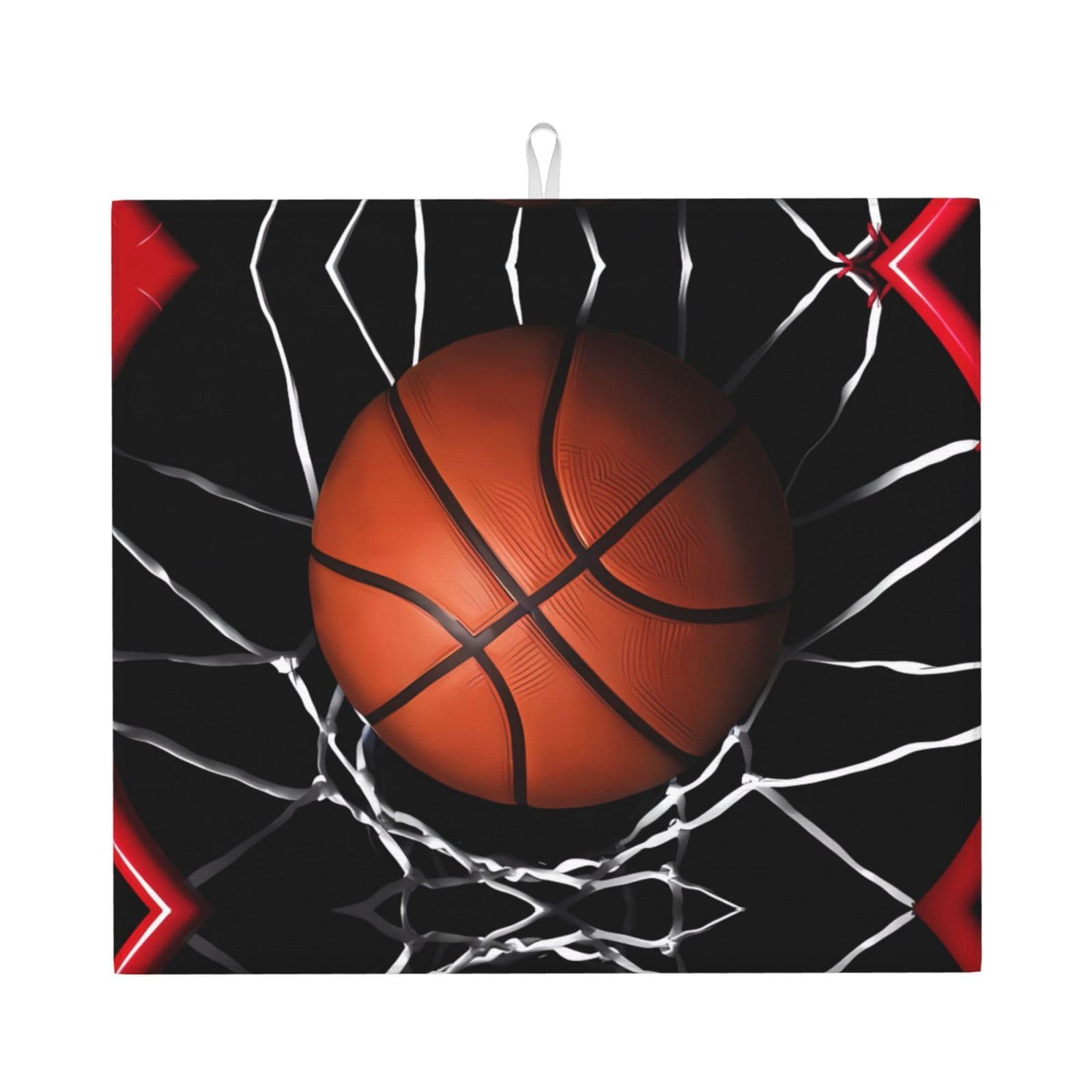 YYHWHJDE Basketball Prints Kitchen Drying Mat – Absorbent Microfiber Throw for Dishes, Non-Slip Counter Layer with Vibrant Fade-Resistant Print, Ideal for Appliance Protection