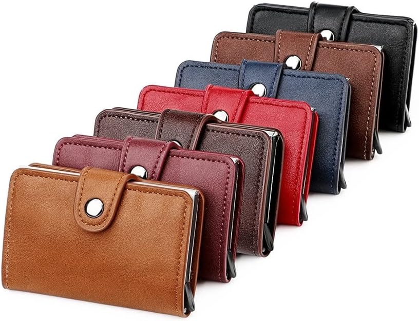 Men's Aluminum Card Case RFID Anti-theft Brush Automatic Card Security Wallet Bank Card Holder (D,1)
