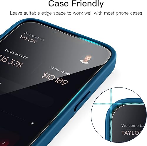 Miniatura 7 de JETech Protector de pantalla de cobertura completa para iPhone 16e 2025, iPhone 13/13 Pro de 6.1 pulgadas, película de vidrio templado 9H,
