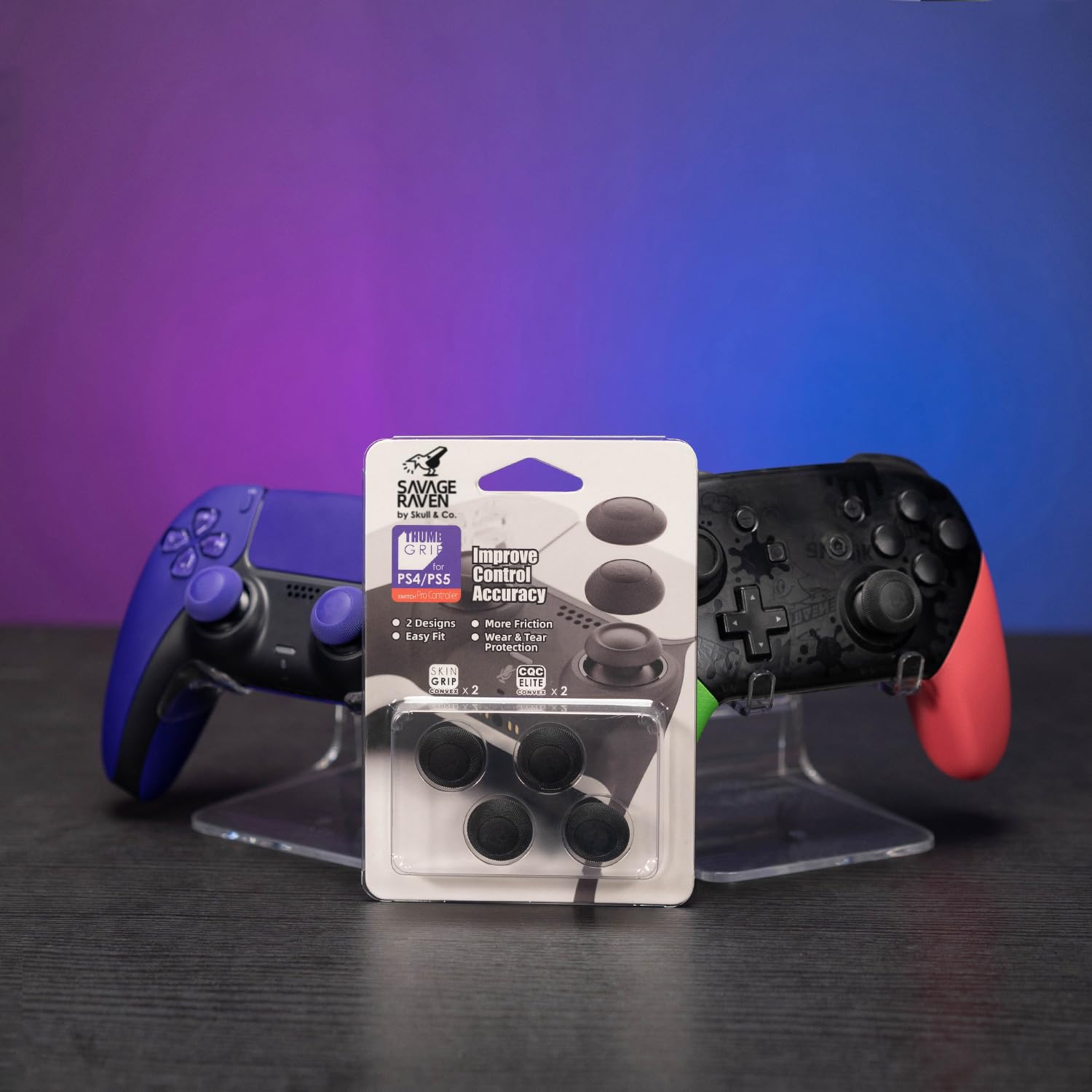 Skull & Co. Convex Thumb Grip Caps Joystick Cap Analog Stick Cap Thumbstick Grip Cover for Nintendo Switch Pro Controller & PS5 / PS4 / Slim/Pro Controller - Neon Yellow, 2 Pairs (4pcs)