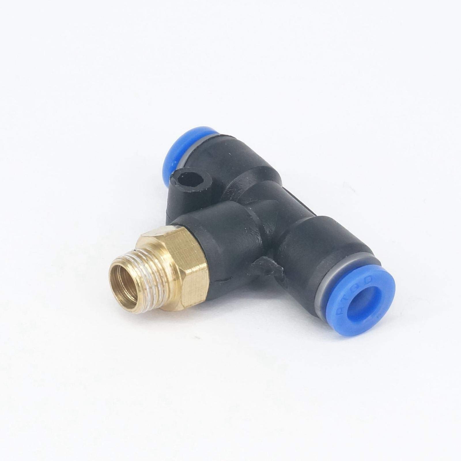 Pneumatische Schnellsteckverbindung, pneumatische Anschlüsse 5 Stück 1/8 Zoll Stecker passend for Rohr-Außendurchmesser 6 mm, pneumatisches T-Stück, 3-Wege-Anschluss, Schnellverschluss, Luftanschluss,