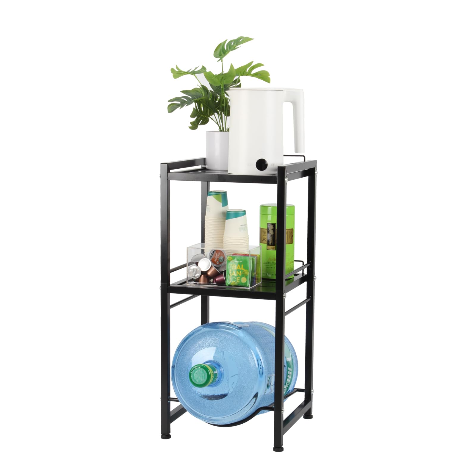 KCGANI 5 Gallon Water Bottle Holder with Storage Shelves, 3 Tier Cooler Jug Rack Organizer, Heavy Duty Jug Holder for Kitchen, Living Room, Office,