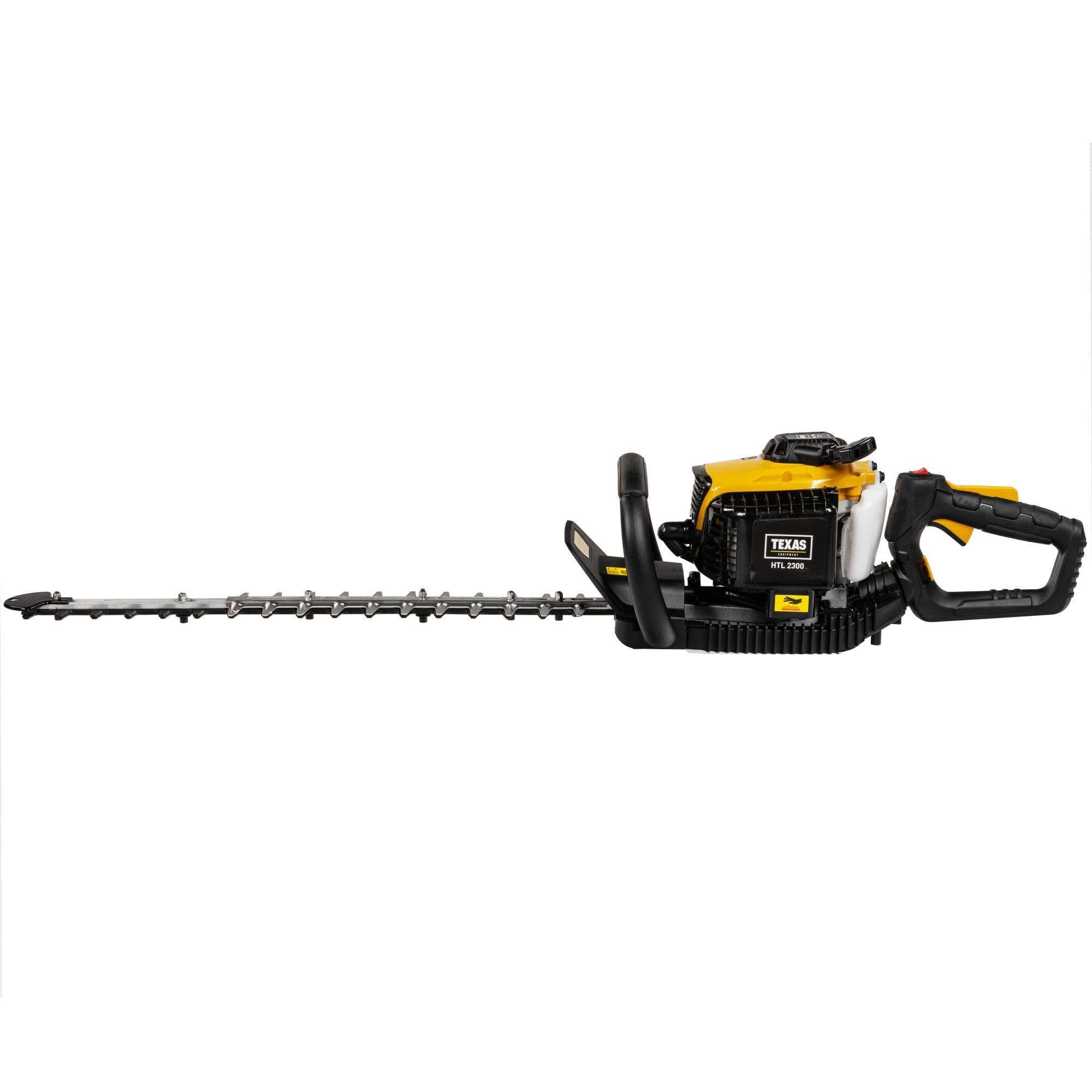 TEXAS Profi Heckenschere Benzin HTL2300 56cm Schnittlänge | 28mm Schnittstärke | 2-Takt | 23ccm Hubraum | 650W | Doppelklinge | Seilzugstarter | drehbarer Handgriff 180°
