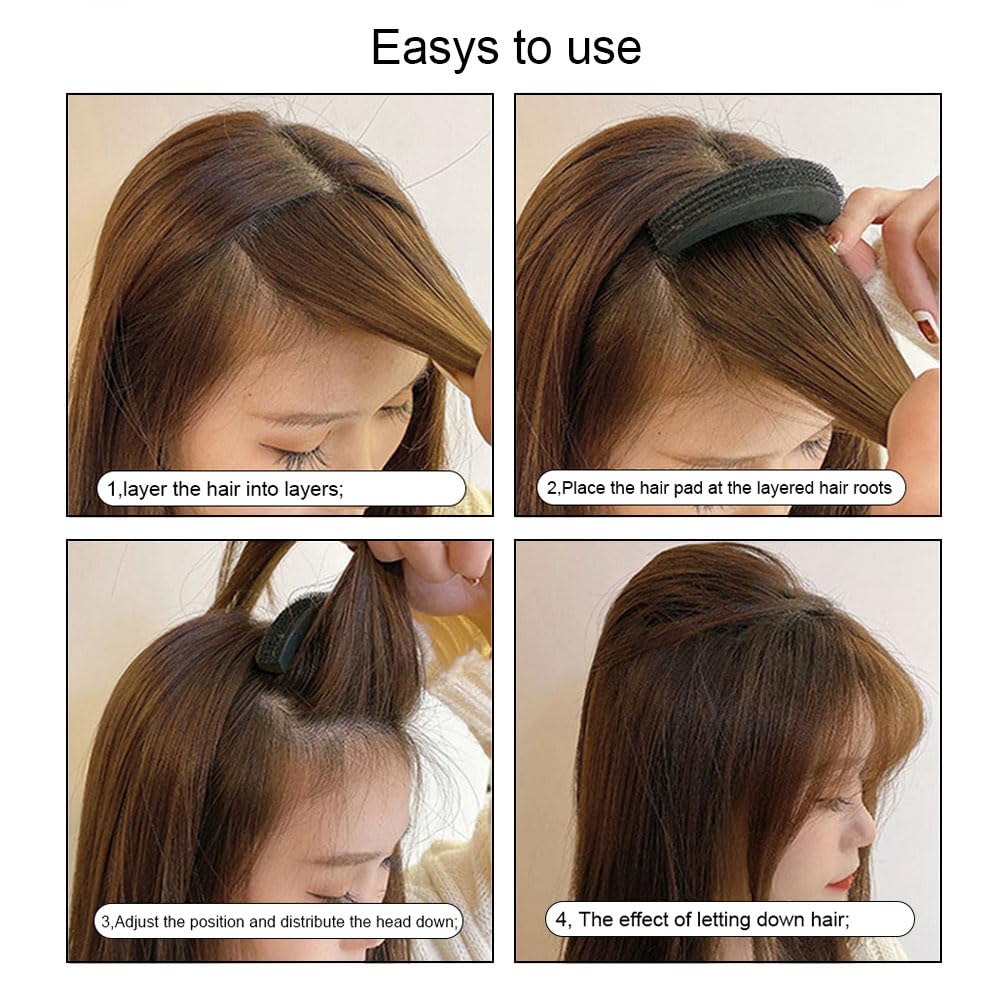 3PCS Back Bump it up Volume Hair Base Insert Tool Moon Shaped Sponge Foam Hair Volume DIY Bump it up Insert Styling Clip Stick Bun Maker Insert Tool Hair Increasing Tools (Large+Medium+Small) - Image 4