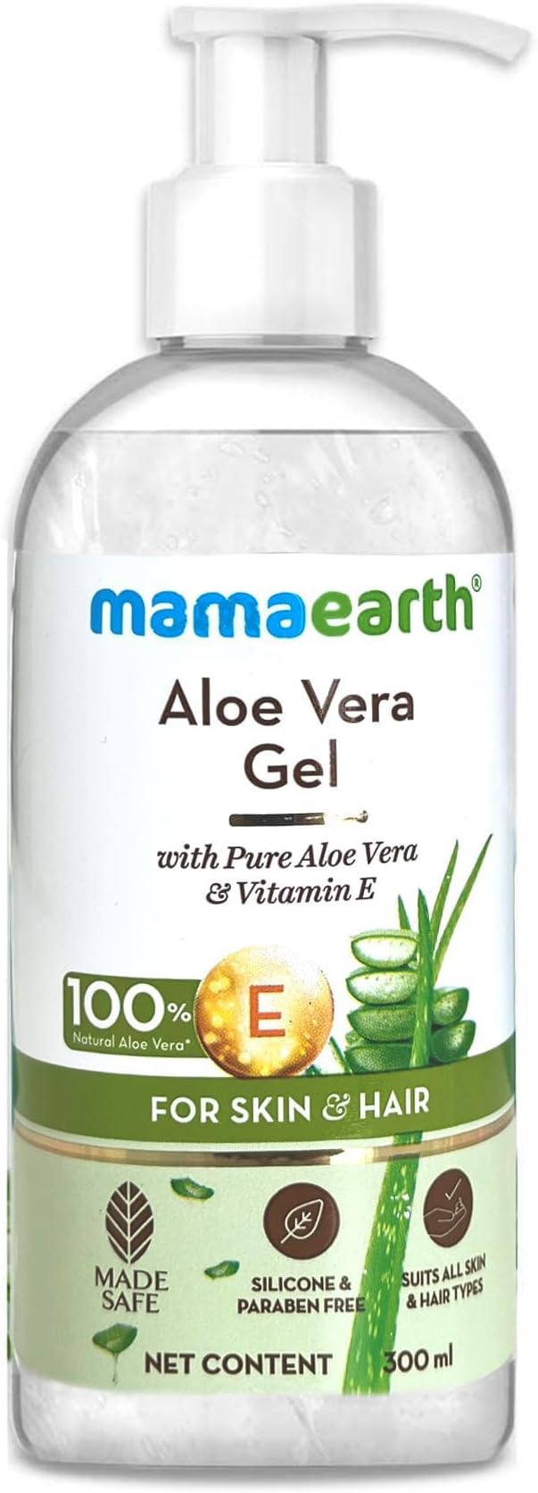 Mamaearth Aloe Vera Gel for Skin & Hair | With Pure Aloe Vera & Vitamin E | Hydrates Skin | Soothes Irritated Skin | Keeps Scalp Healthy | For Men & Women | 300 ml