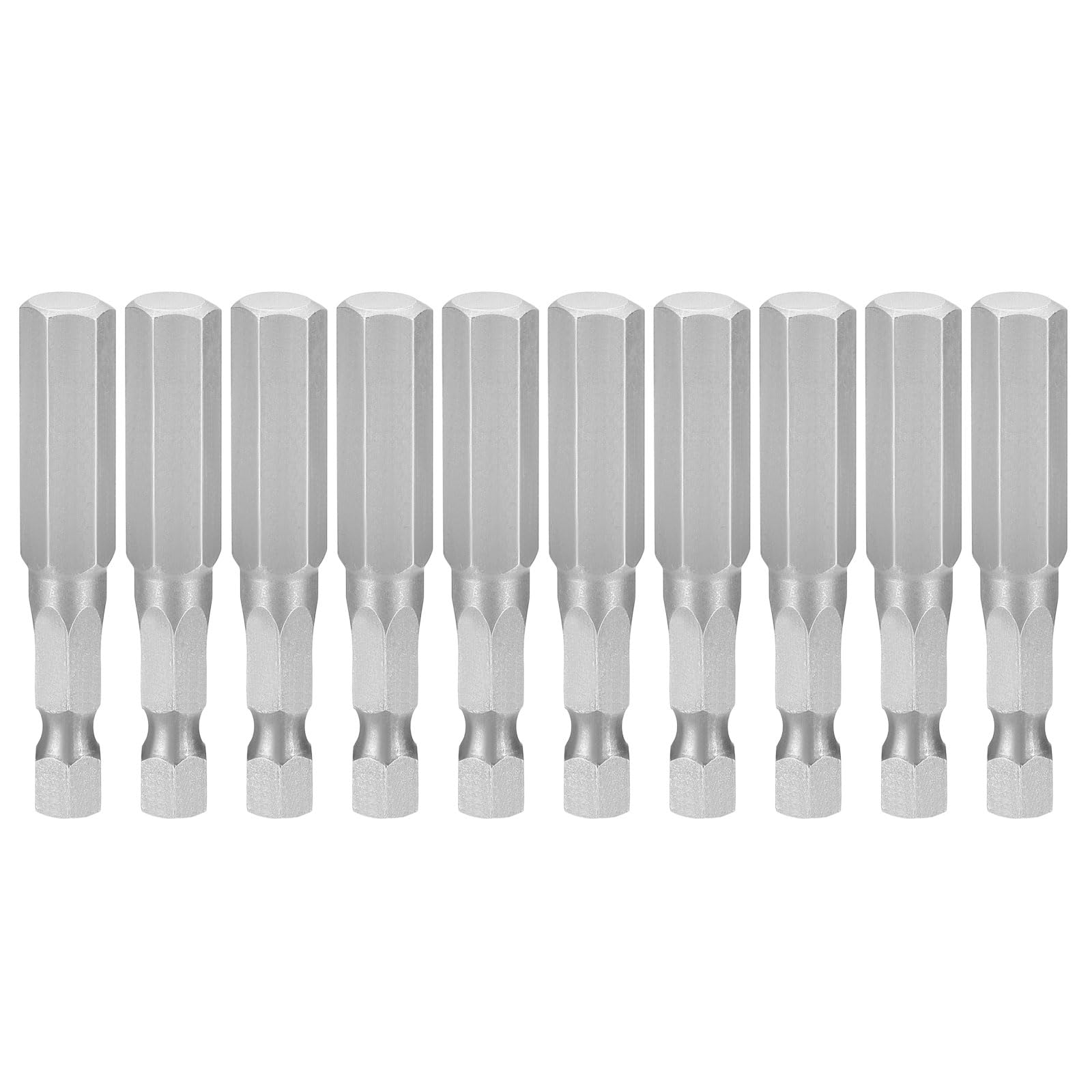 sourcing map 10pcs Hex Head Wrench Drill Bit 5/16" SAE 1/4" Hex Shank 2"(50mm) Length S2 Steel Magnetic Impact Drivers Industrial Grade Hexagon Electric Screwdriver Bit, Gray