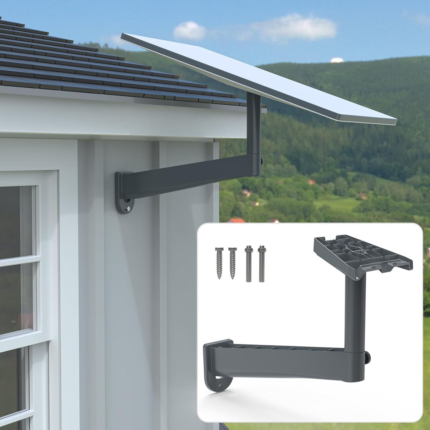 360°Adjustable Starlink Mount, Compatible with Starlink Gen 3 /Starlink Mini Long Wall Mount,for Roof,Pole Mounting Starlink Satellite Internet Kit Accessories (Grey)