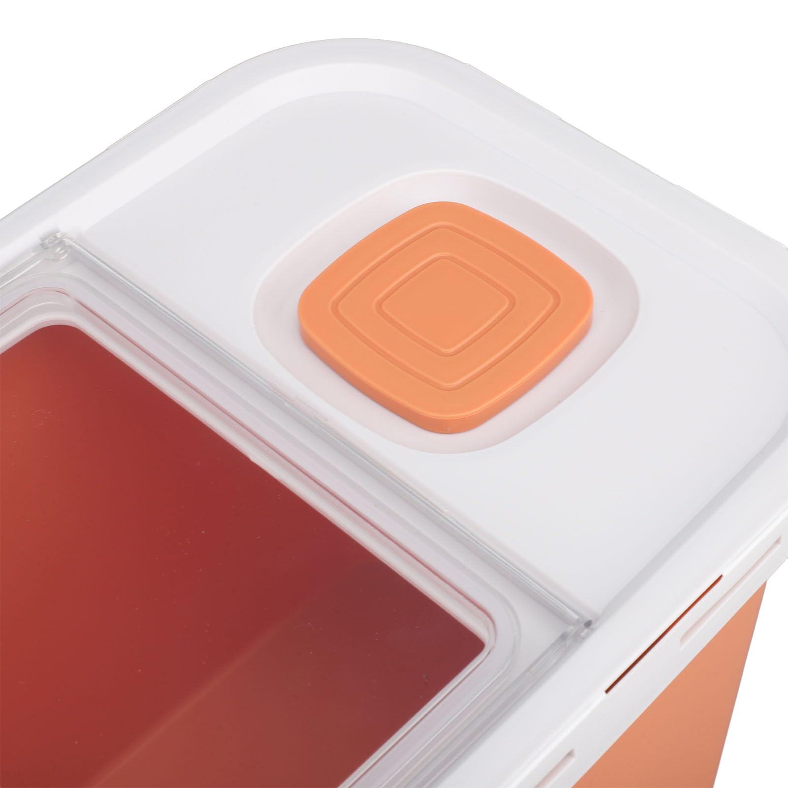 GOWENIC Contenitore per Riso Trasparente di Grande capacità con Ruote |Contenitore per Farina con Chiusura Ermetica da 22 Libbre, Durevole in PP per Uso Alimentare per l'organizzazione della (ORANGE)
