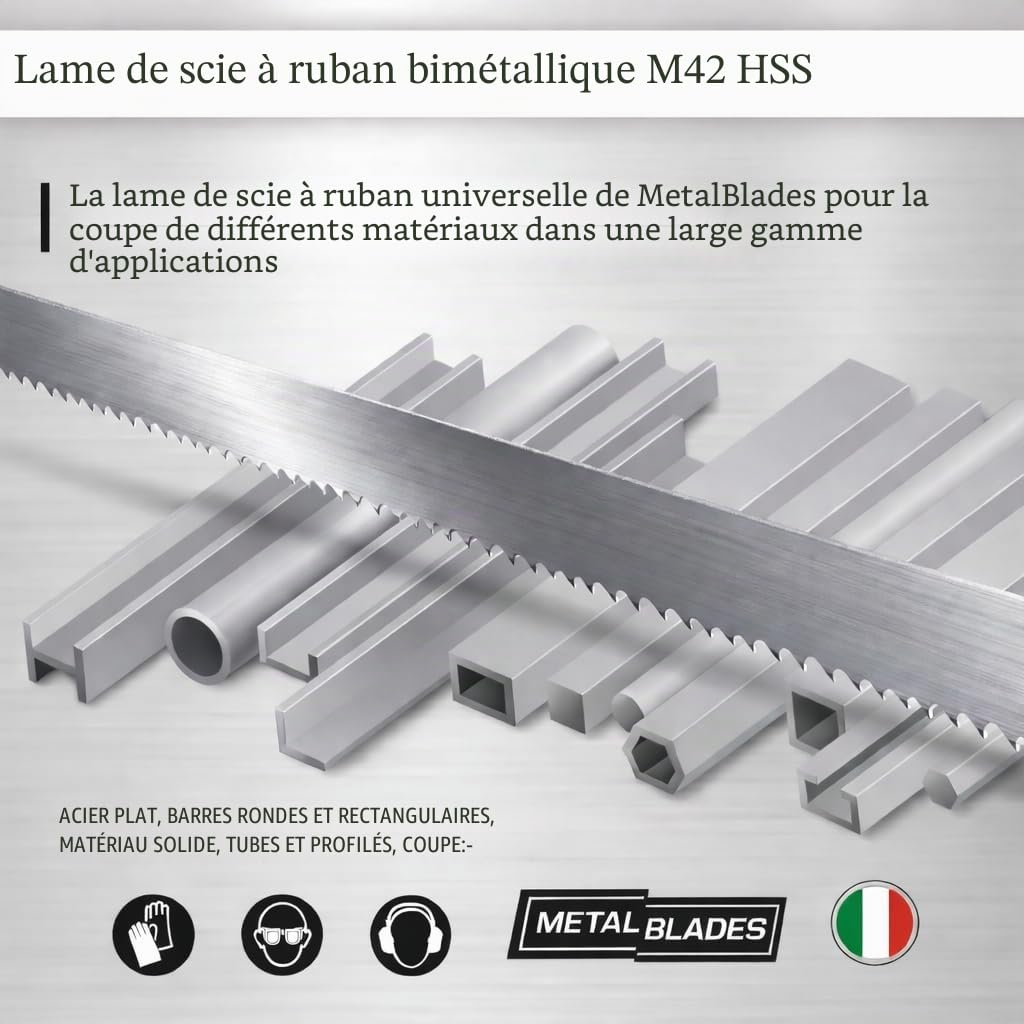 Lot de 3 lames de scie à ruban 1140x0.65x13 mm professionnelles – pour métal (fer, acier), compatibles avec scies à ruban PMB 1100, MBS 1100, MBS 1200, TE-MB 18, R2103 –14/18 TPI (Les plus populaires)