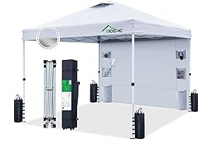ROCKPALS Pop Up Canopy Tent with Sidewalls and Mesh Windows - 10'...
