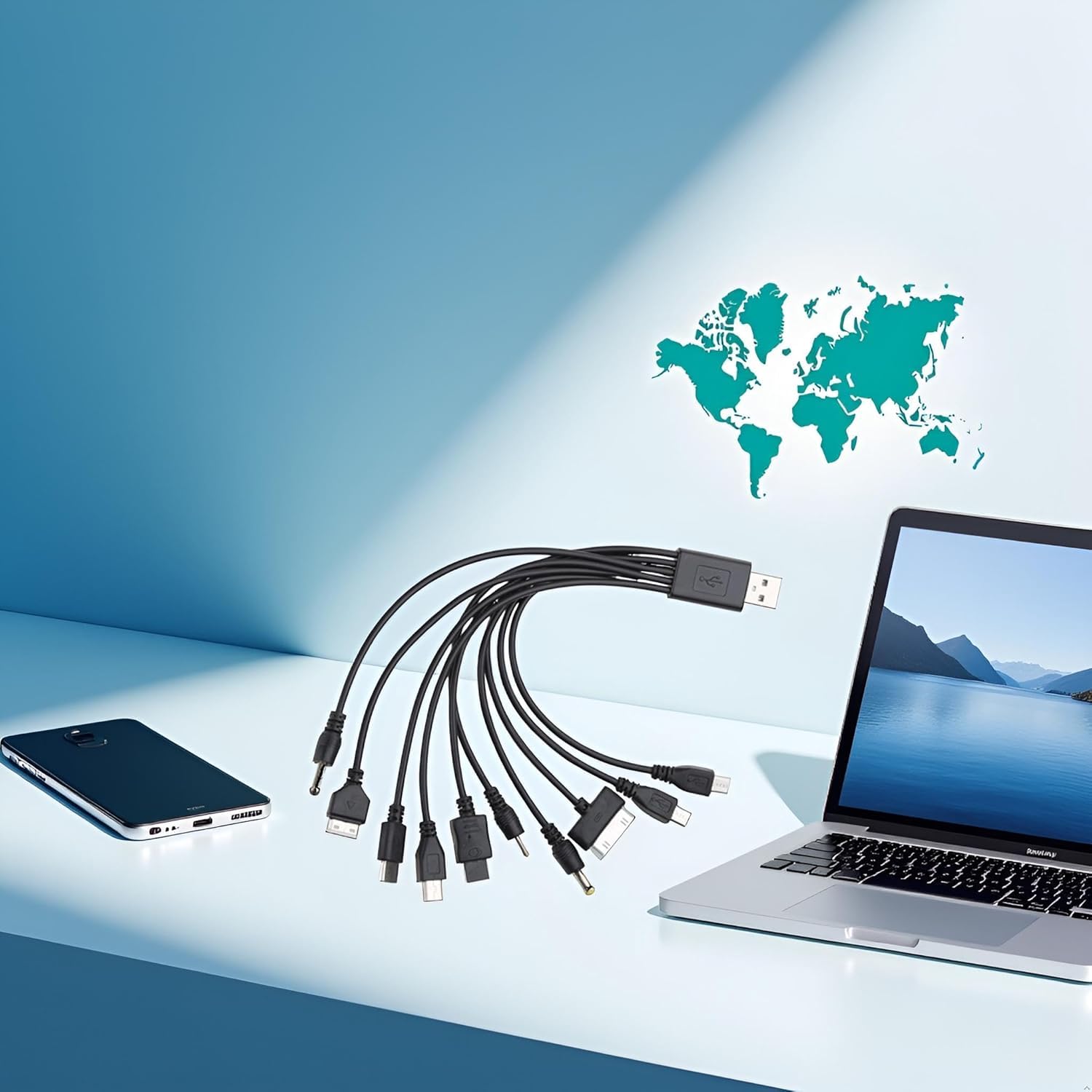 Cavi USB 10 in 1 – 20 cm universale USB a multi spina caricabatterie per smartphone