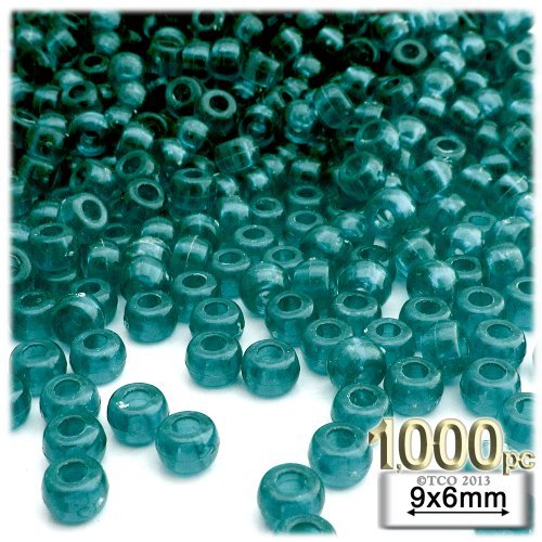 The Crafts Outlet 1,000pc Plastic Round Transparent Pony Beads 6x9mm Christmas Red Beads