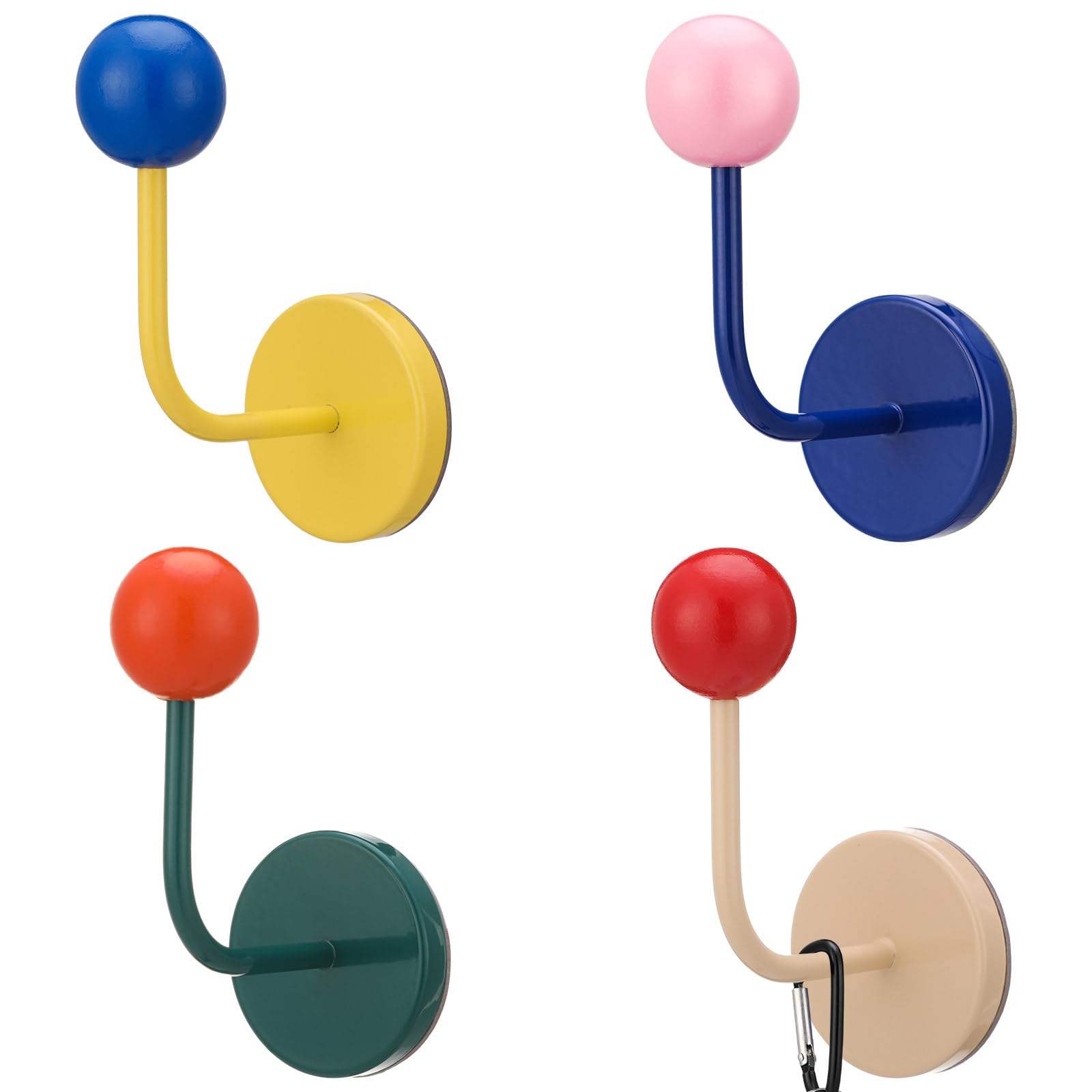 Photo 1 of Novabright 4 Pcs Colorful Metal Coat Hooks
