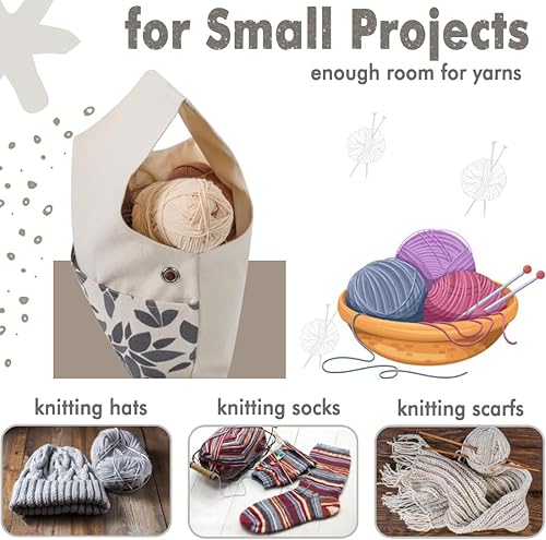 Miniatura 4 de Bolsa de tejer, bolsa de tejido ligera, organizador de bolsas de almacenamiento de hilo, bolsa de muñeca de punto de viaje, bolsas de mano de hilo