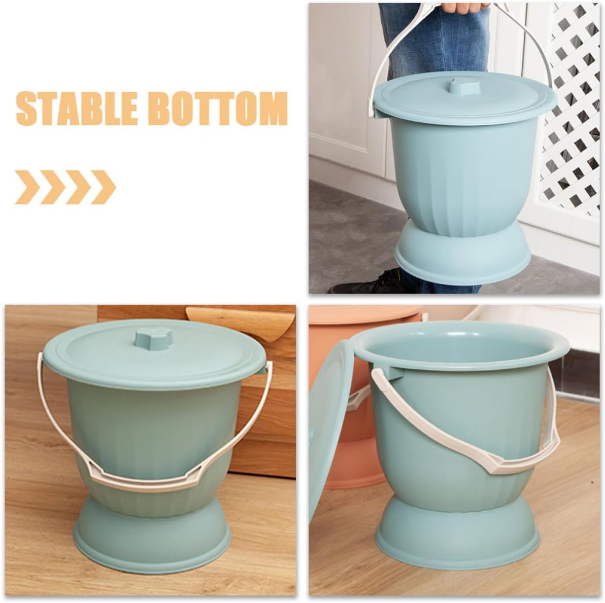 4.5l PP Chamber Pot with Lid, Stable Portable Urinal for Bedroom