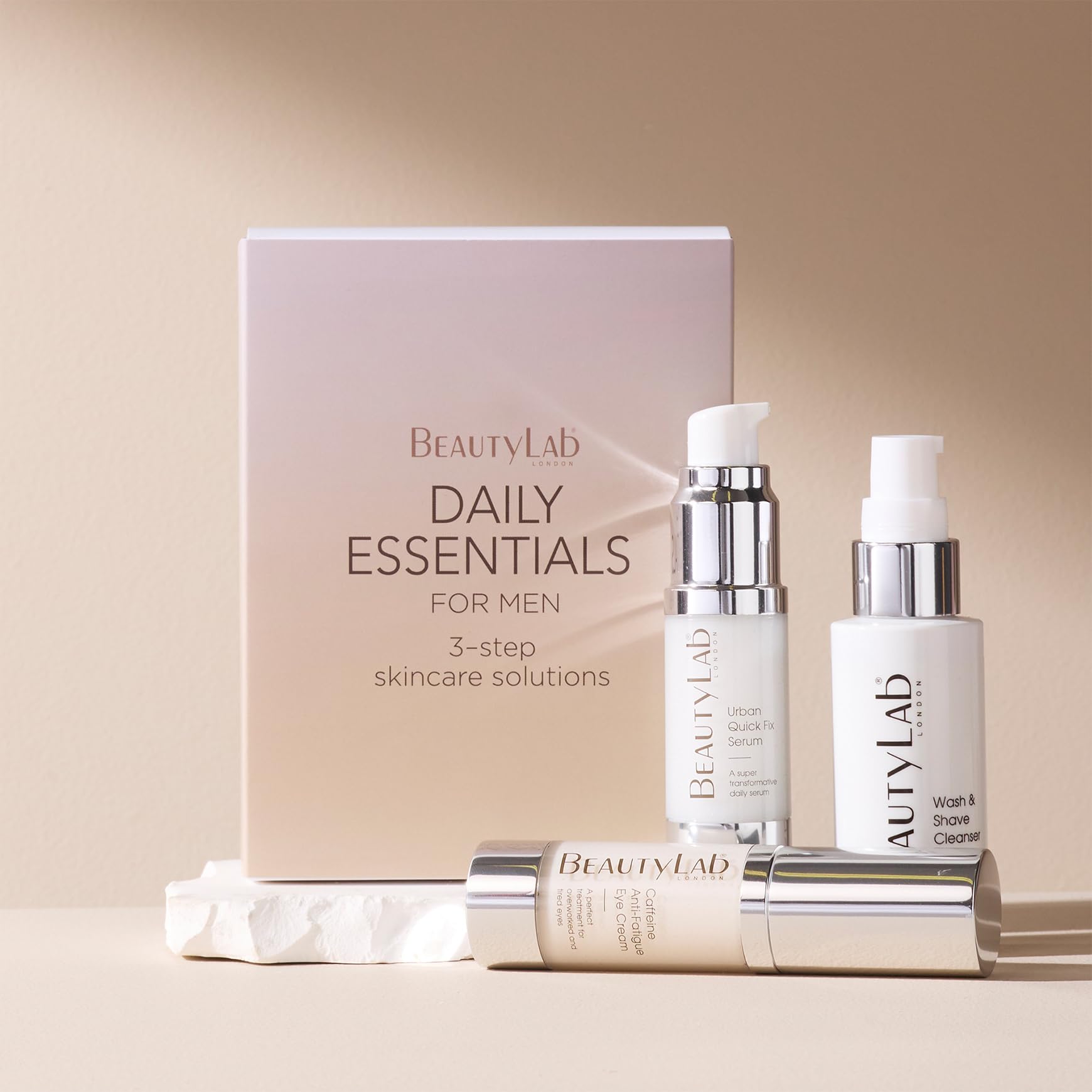 BEAUTYLAB Daily Essentials Gift Set for Men Wash & Shave Cleanser, Serum, & Eye Cream, 3-Step Routine to Hydrate, Smooth - Image 2