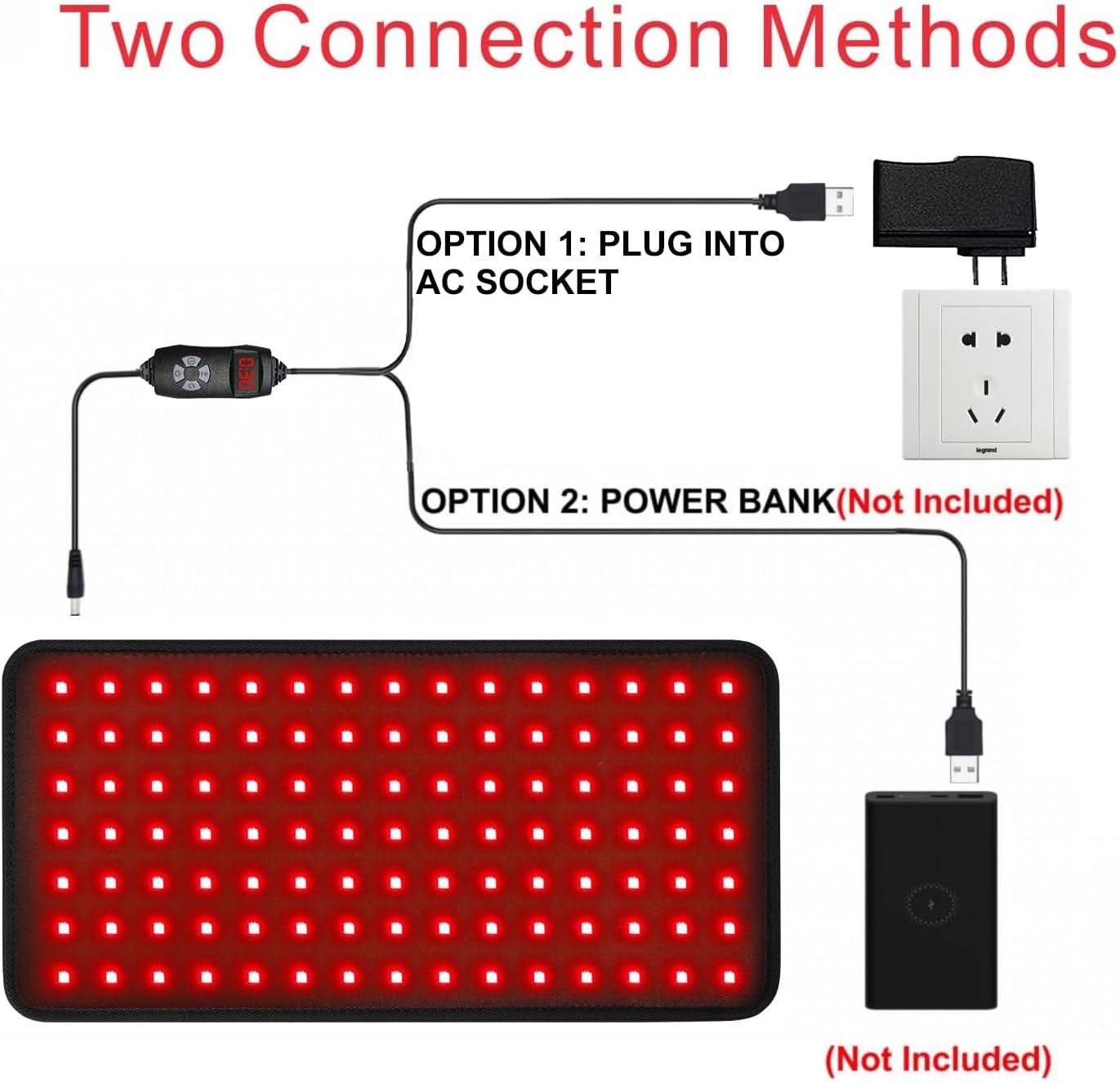LOVTRAVEL New 16'' X 7.9'' LED 660nm Red Light Therapy and 850nm Near Infrared Light Therapy Devices Large Pads Wearable Wrap for Pain - Image 4