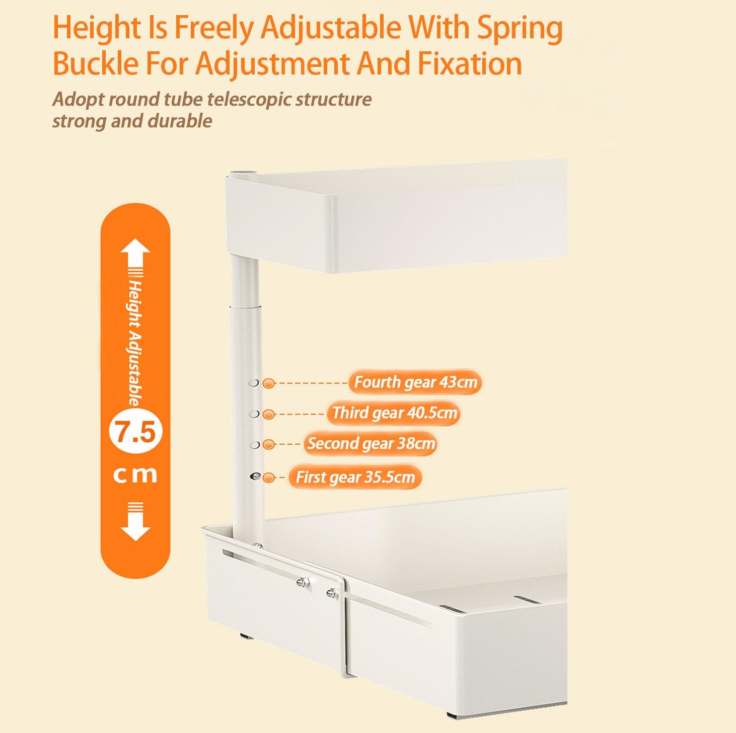 Under Sink Organiser,2 Tier Pull Out Cabinet Organiser,Height Adjustable Out Cabinet Drawer,Multi-Purpose Slide Out Storage Shelves for Home,Kitchen,Bathroom (White) (White)