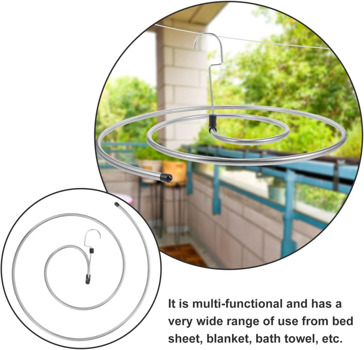 Ciieeo Spiral Sheet Drying Hangers Set 2-Pack Rotating Space-Saving Laundry Rack for Bed Sheets Blankets Towels 16.53X15.74X0.39In Multi-Use Spiral Clothes Drying Organizer