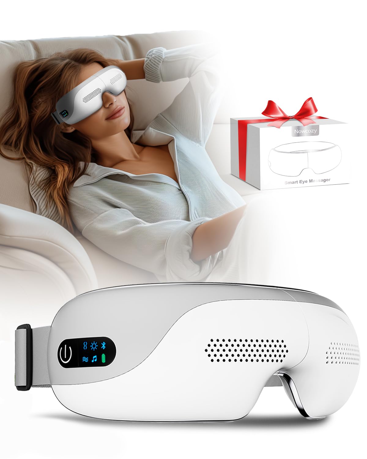Eye Massager with Heat Smart Eye Massager with Bluetooth Music for Migraine Dry Eye Sleep Relief Portable Massage