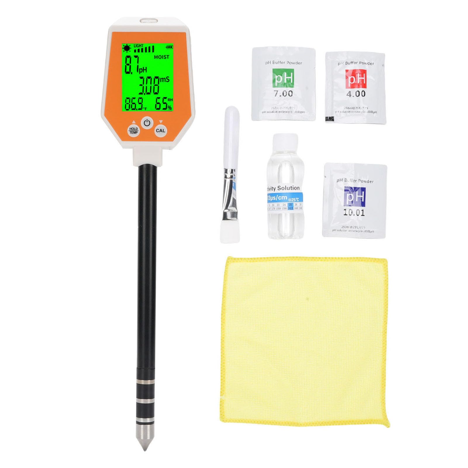 Jectse 6 w 1 Miernik Gleby, Tester PH/Gleba Temperatura/intensywność światła Słonecznego, Podświetlenie Wyświetlacz Miernik PH EC dla Ogrodu, Trawnika, Pielęgnacji Roślin, Farmy