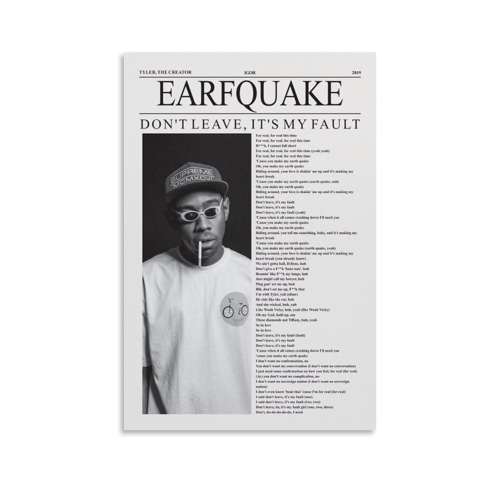 BOODS Tyler Poster The Creator Igor Album Poster For Earfquake Newspaper Music Posters for Room Aesthetic Canvas Wall Art Bedroom Decor 12x18inch(30x45cm)