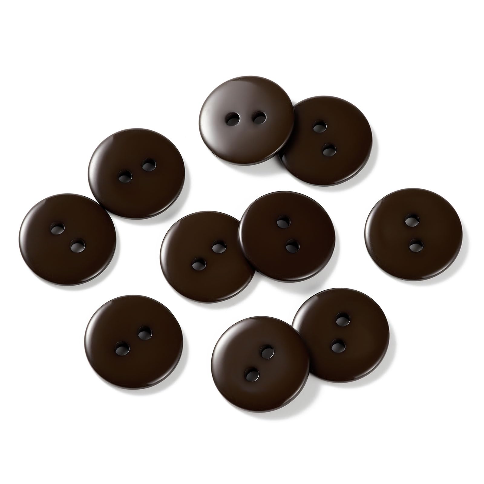 ZOUIQSS 10pcs 15mm Resin Sewing Button,2 Holes Round Craft Decorative Buttons for Coat,Clothes Holiday Decoration DIY Accessories(Coffee 5/8inch)