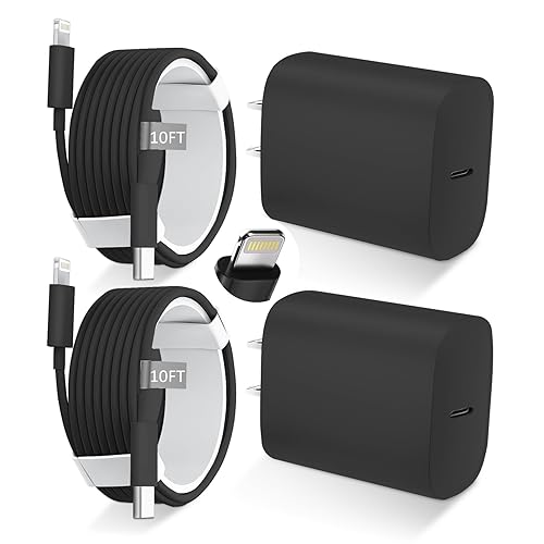 Miniatura 25 de DiHines Cargador rápido para teléfono 14, 13, 12, 11, cargador de teléfono de 12 pies de largo, cable Lightning de carga rápida y bloque de carga