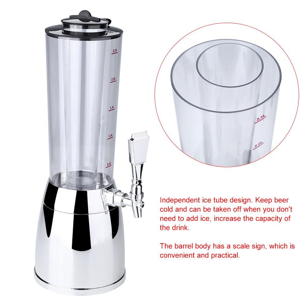 Bierspender - VIFER 2.5L Biermaschine Getränkespender für Wein Wasser Saft Bar Zubehör 1PC(Silber)