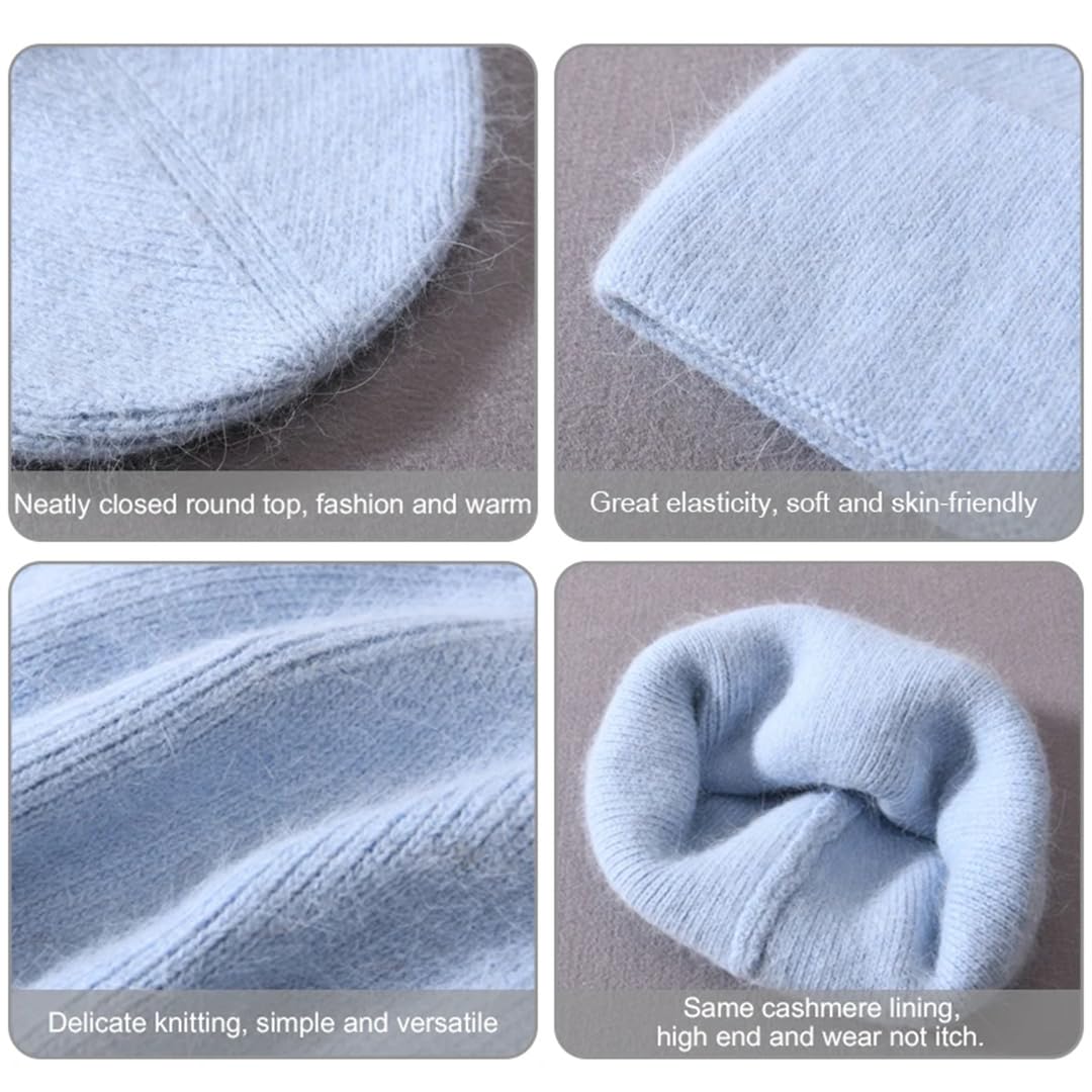 Czapka beanie z mieszanki wełny dla kobiet, zimowa, ciepła czapka z długimi włosami, na jesień, solidny kapelusz