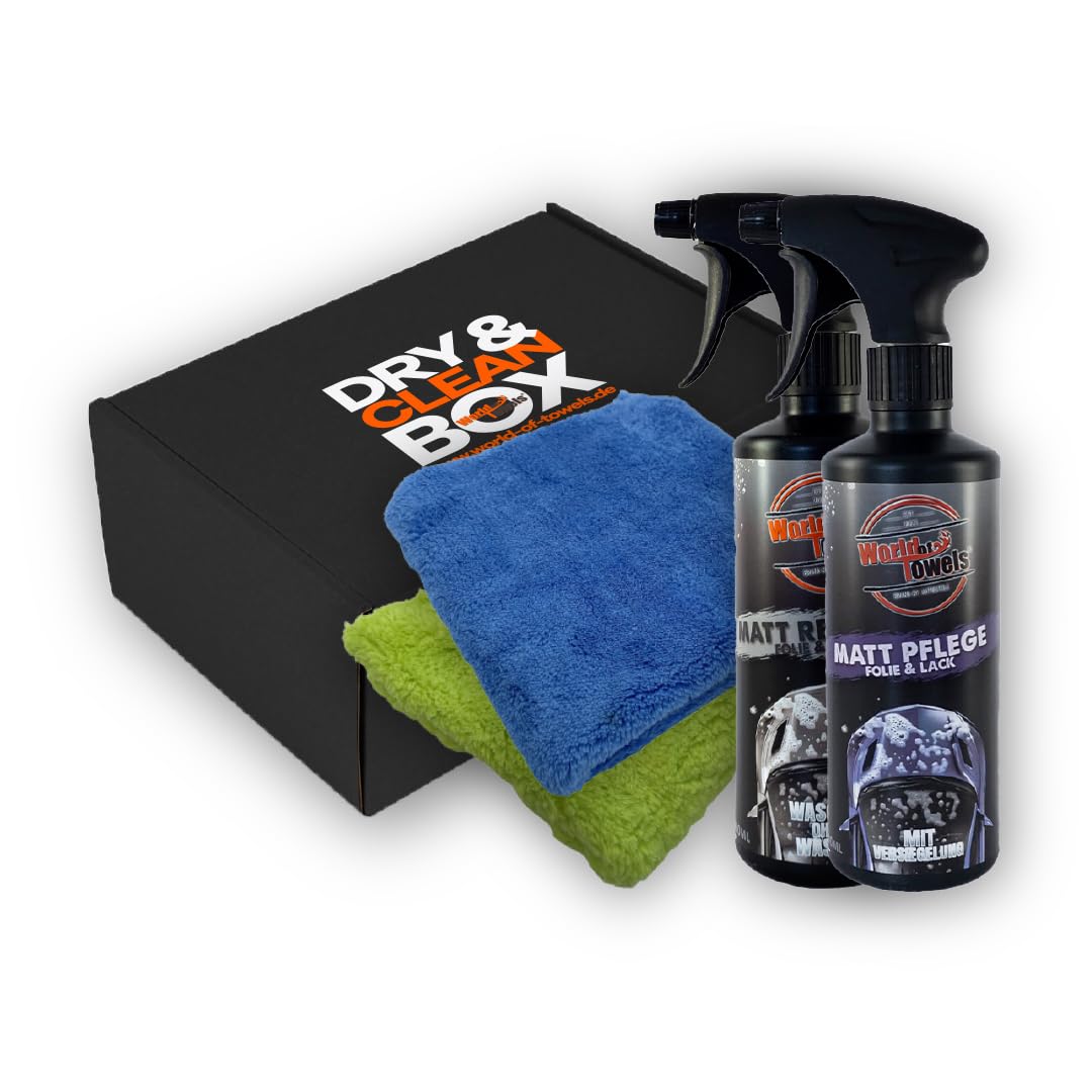 Mattlack Reiniger & Mattlack Pflege Set für Auto & Folie – Reinigung & Versiegelung für Matte Lacke und Autofolien – inkl. 2 Mikrofasertücher – Autopflege Set für Mattfolie & Mattlack