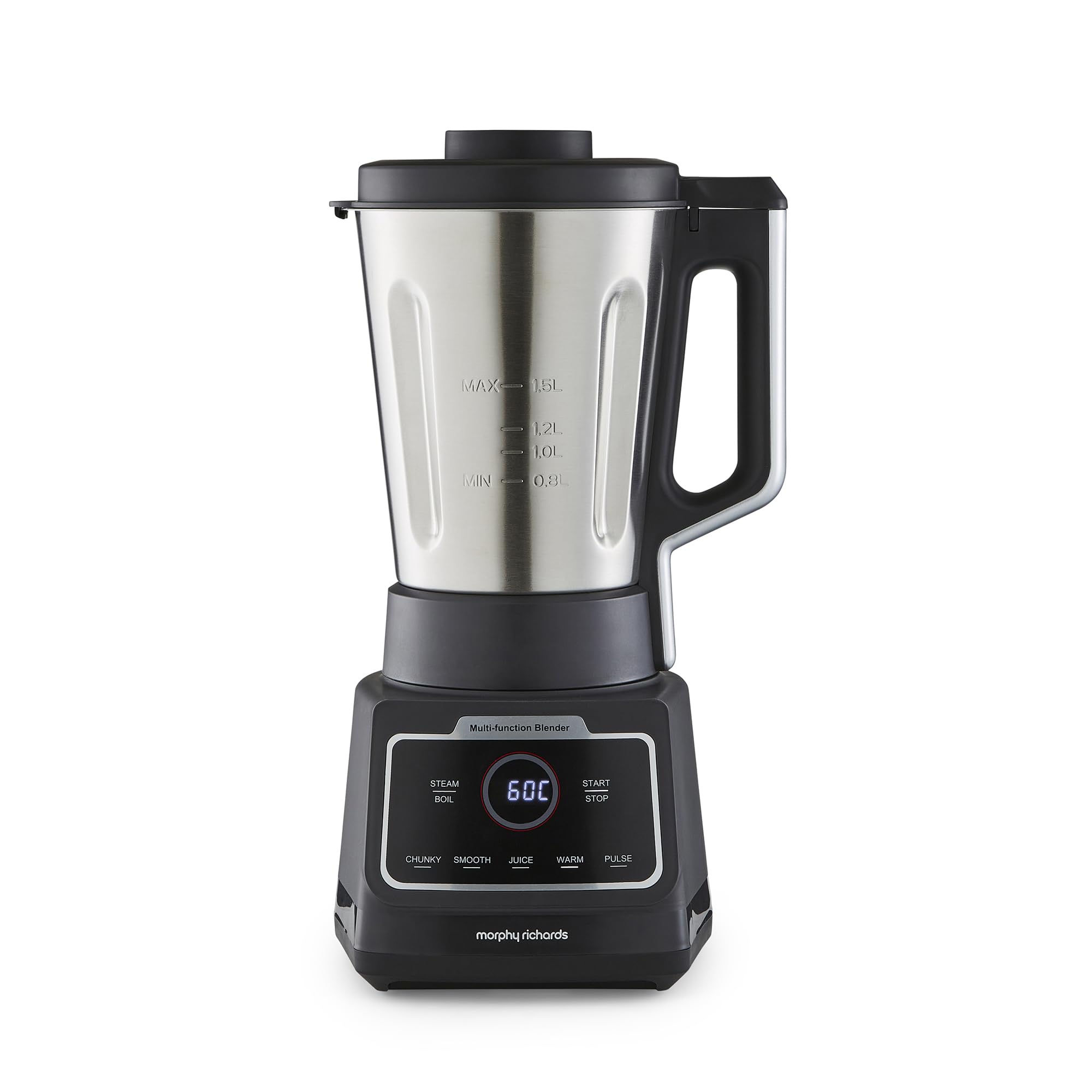 Morphy Richards MixFlex Jug Blender & Soup Maker, 1.5L – 6‑in‑1 Multifunction Kitchen Blender with LED Touch Display, Overfill Protection, Easy Clean, High Performance Smoothie Maker, 403066