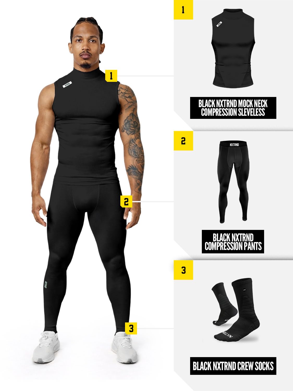 Nxtrnd Core Herren Mock Neck Kompressionsshirt Ärmellos T-Shirt Sportbekleidung für Fußball