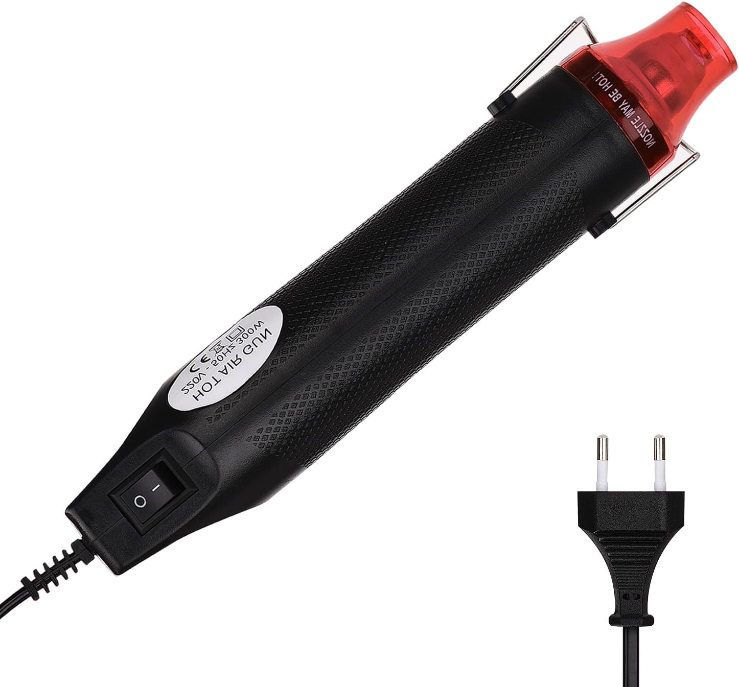 MOWIS Mini Heißluftpistole 350 ℃ Multifunktions Heißluftfön 350W Hand Heissluftgebläse Mit Überlastungsschutz, Edelstahldüse, 2
