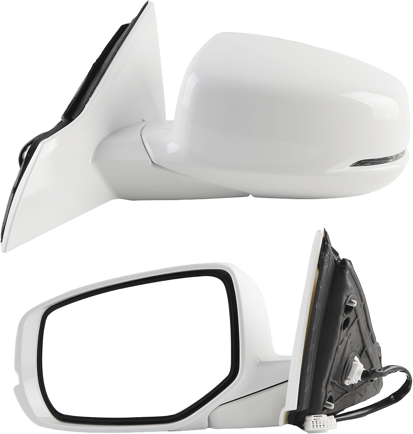 Dasbecan Left Driver Side Door Mirror Assembly Compatible with Honda Accord 2013-2017 Power Glass Heated with Turn Signal Light Replaces HO1320275 76250T2GA11ZA White 6Pins