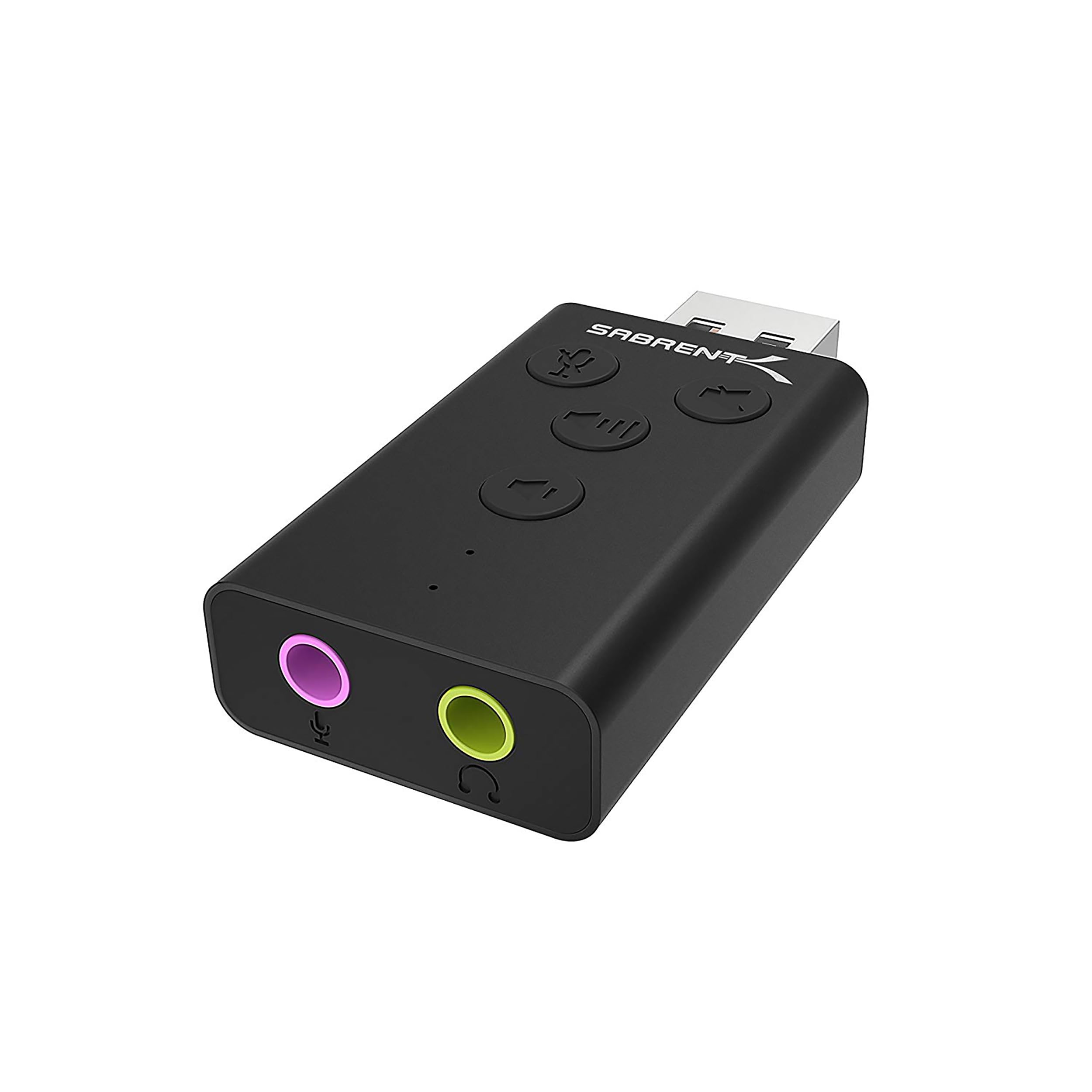 SABRENT Scheda audio USB cuffie e microfono per MAC e Windows, Adattatore audio presa USB, Plug & Play, Con pulsanti, per PS4, PS5, Windows e MAC Nessun driver necessario [Nero] (AU-DDAB)