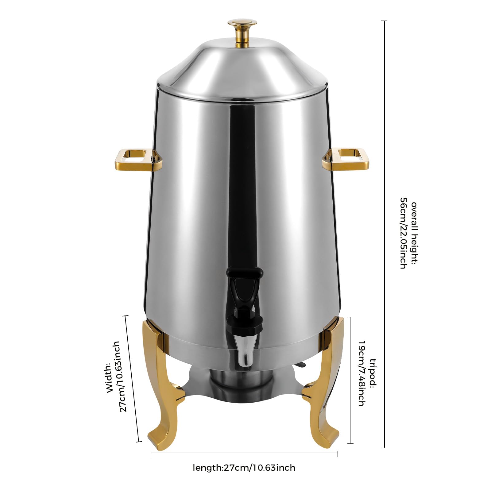 Hot Beverage Dispenser, 3.4 Gallon Stainless Steel Coffee Urn Hot Drinks Dispenser 110V 400W Commercial Coffee Chafer Urn with Electric Heating Board, Hot Beverage Dispenser for Restaurant Hotel