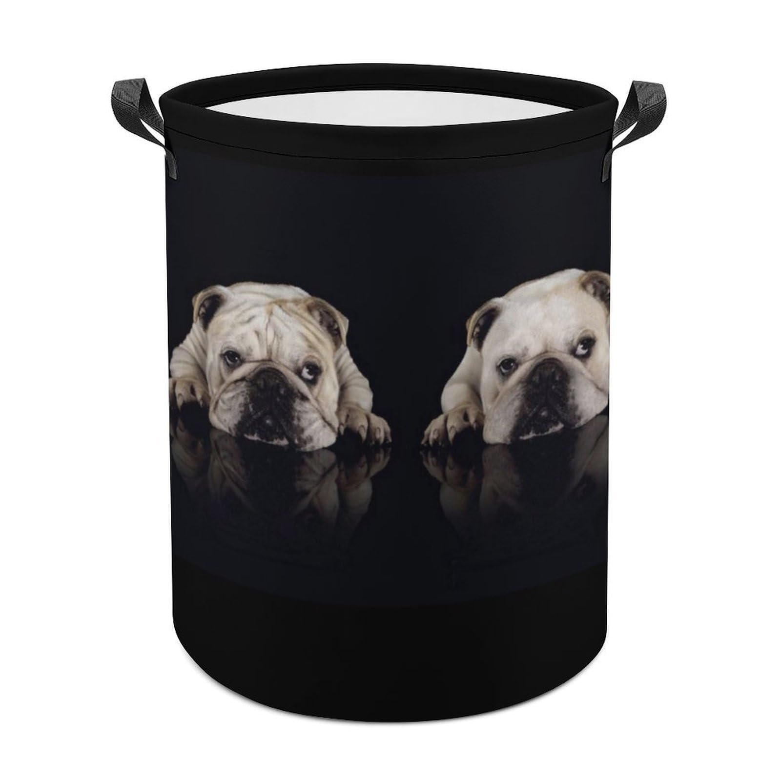 Wlntrophic Laundry Hamper, Funny Dog Bulldog Laundry Basket, Washing Basket with Handle
