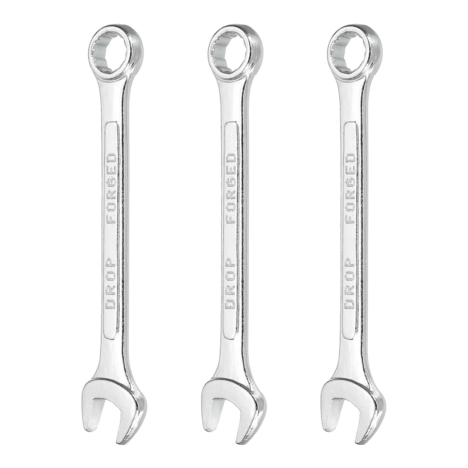 sourcing map 3Pcs Combination Wrench 12mm Metric 12-Point Box and Open End Zinc Plated Steel Double Ended Spanner Tool for Automotive Pipe Furniture Machinery DIY Repair, Silver White