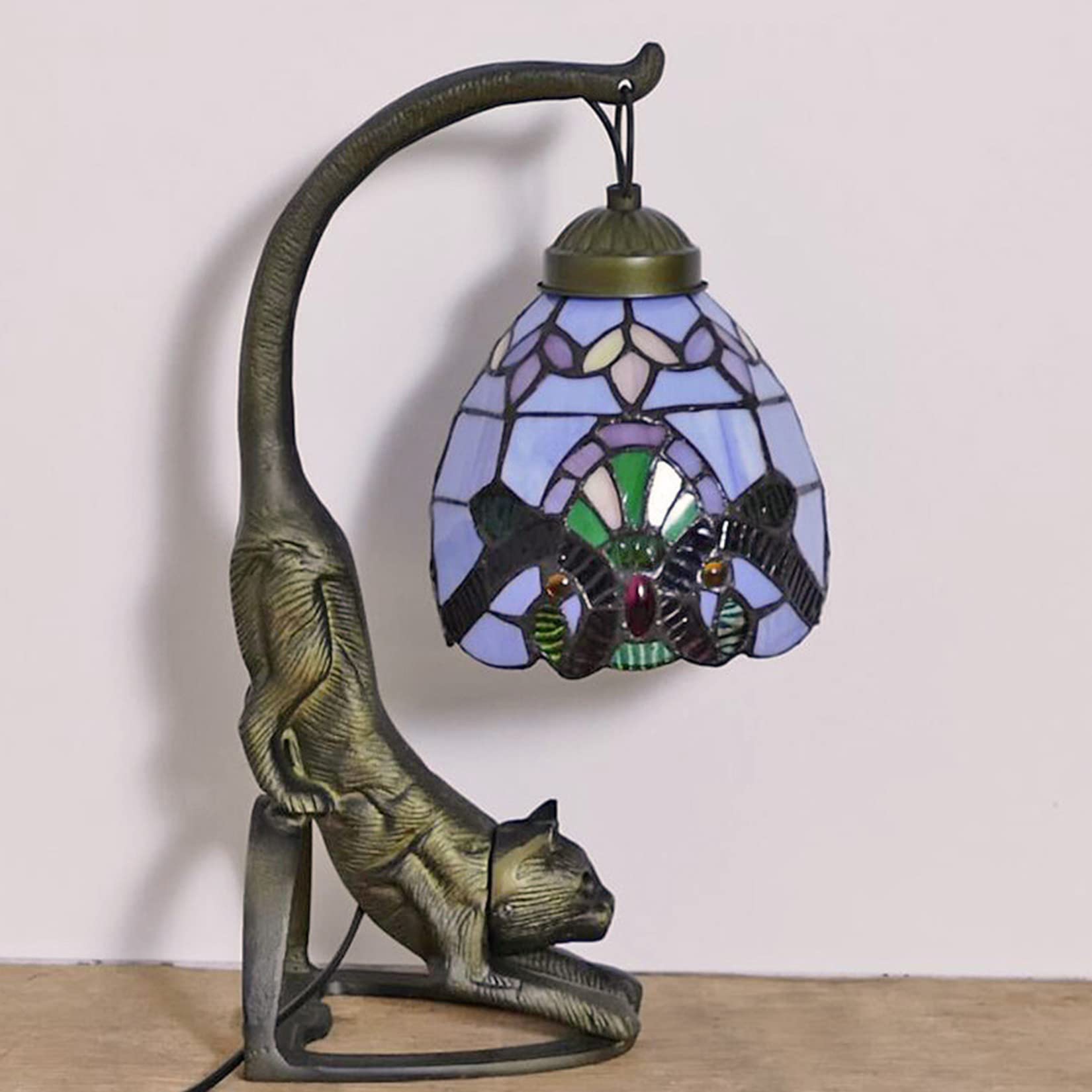 チヨー可愛い? ステンドグラスのミニ卓上ランプXAAj