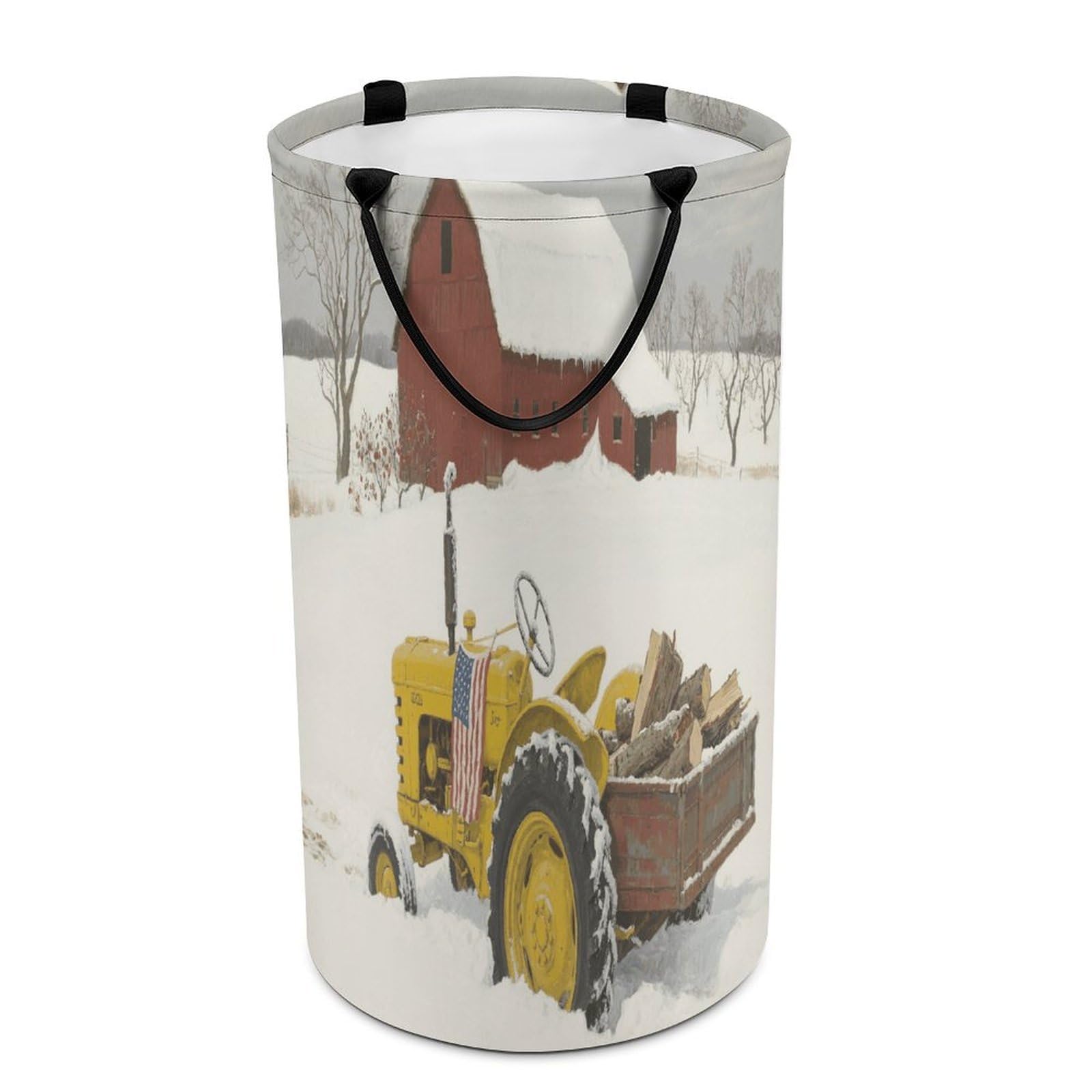Tractor Flag Laundry Basket with Handles Large Collapsible Laundry Bag Freestanding Waterproof Clothes Hamper Decor Storage of Dirty Clothe for Family Bathroom 86L