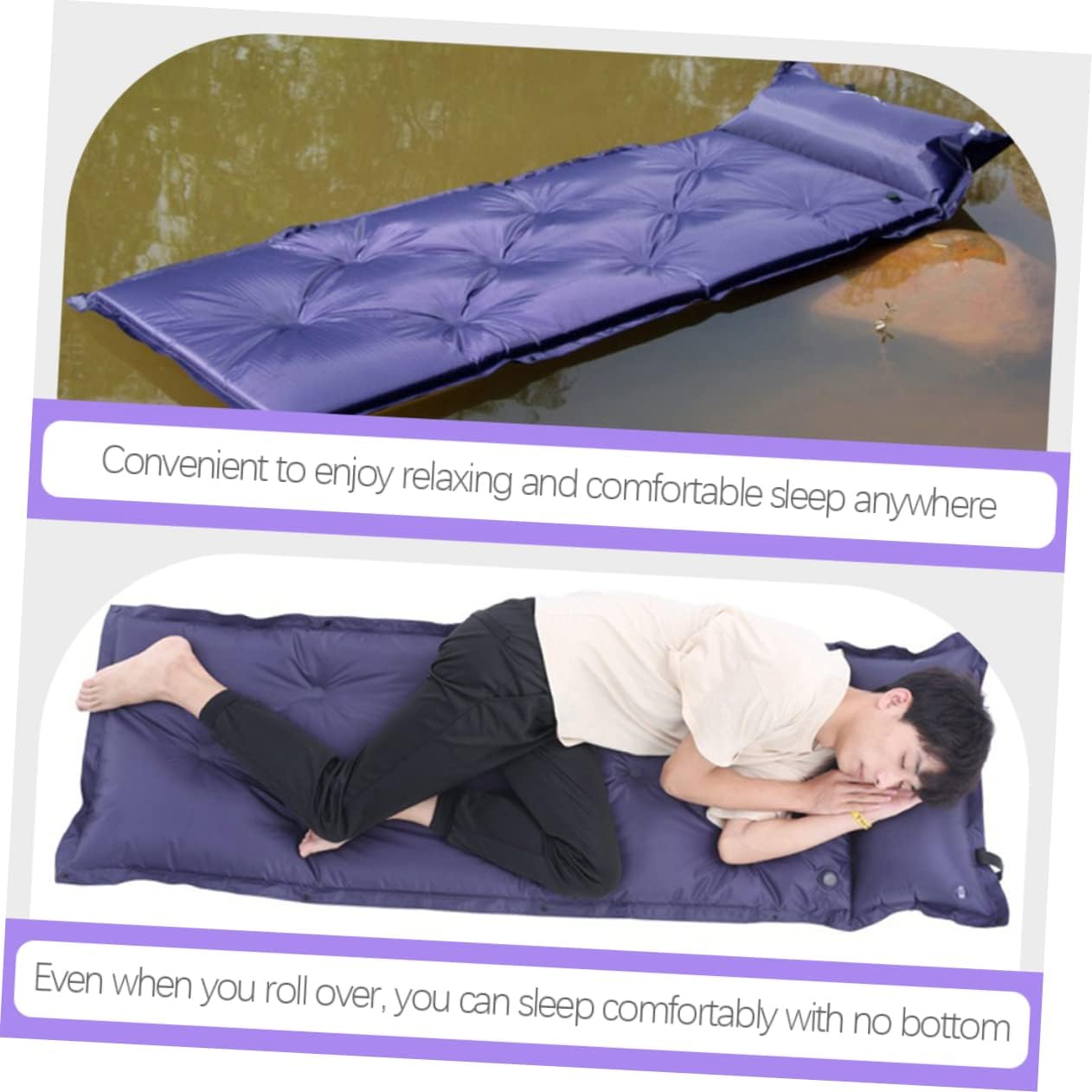 UKCOCO Compact Inflatable Sleeping Pad Self Inflating Camping Mat for Backpacking Hiking Tent and Travel Portable Multi Function Warm Insulation Easy to Store