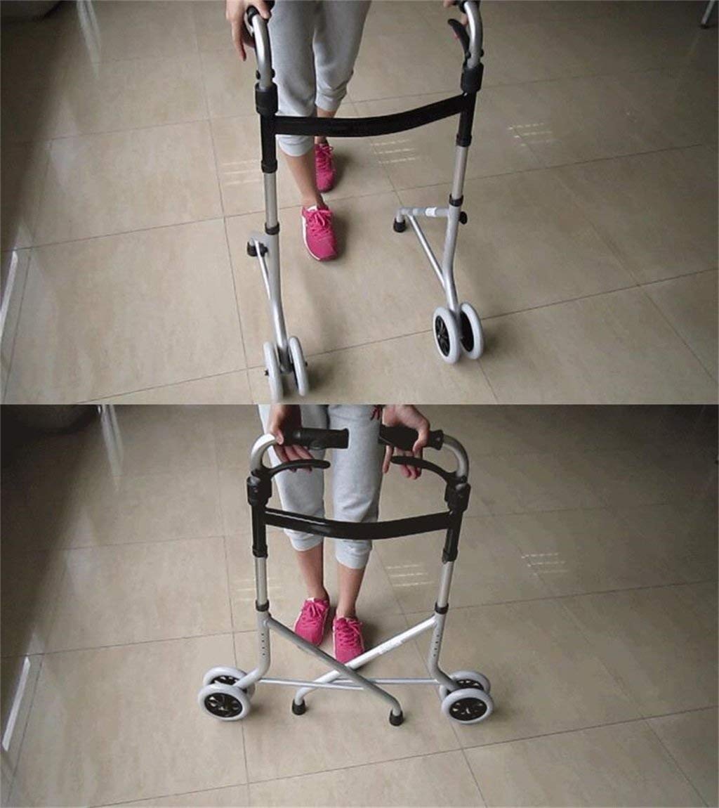 Pomoce do chodzenia Czteronożne Lekkie składane rolki Pomoce do chodzenia Laski o regulowanej wysokości z kółkiem dla osób starszych Seniorzy Niepełnosprawni Poręcze Kule, niebieskie, maksymalne