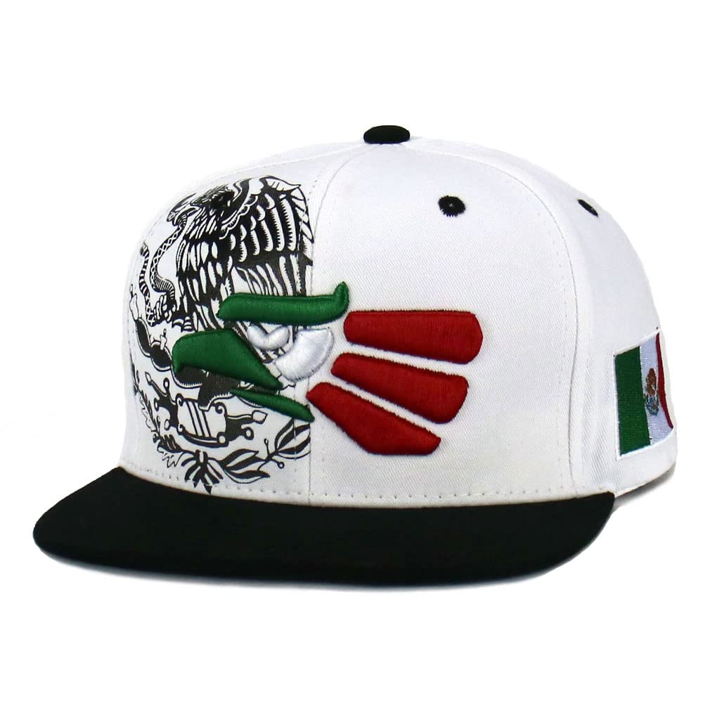 CHLTrading Mexican Hat Snapback Hecho En Mexico Eagle Aguila Flag Flat Bill Baseball Cap (White - Flag Eagle), White - Flag Eagle