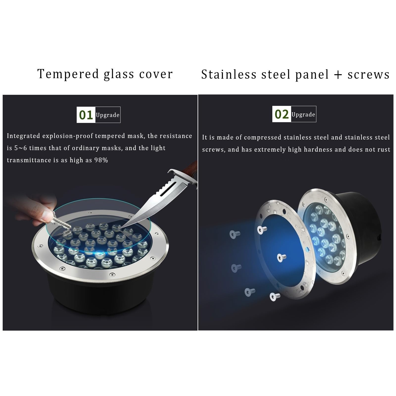 luces de exterior, Luces LED empotradas impermeables, CA 85-265 V, IP66, for iluminación de caminos, terrazas, escalones, jardines y paisajes(Blue,3W AC85 265V)