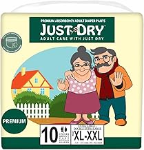 Premium Soft Adult Diapers Extra Large (XL) | Unisex Diapers Pants Style | Waist (45-62 Inch) | Wetness Indicator, Super Absorb, 360° Protection & Leakproof | Pack of 1, 10 Counts