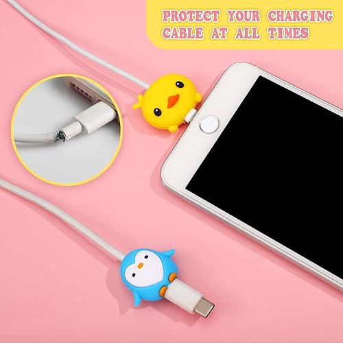 Miniatura 5 de Xuhal 24 piezas de protector de cable de animales de dibujos animados lindo protector de cable de carga de plástico para frutas y alimentos de