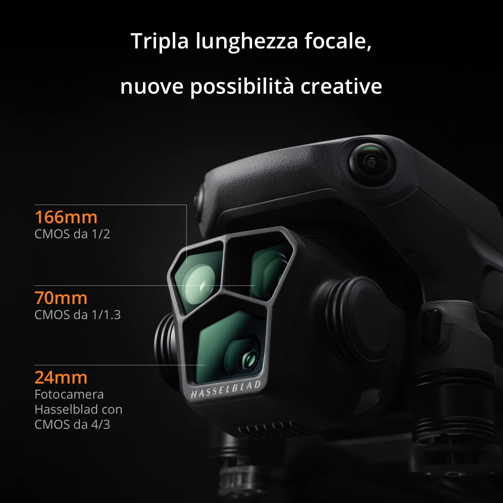DJI Mavic 3 Pro con DJI RC (radiocomando con schermo), drone con tripla fotocamera di punta e fotocamera Hasselblad con CMOS da 4/3, autonomia di volo di 43 minuti e trasmissione video HD fino a 15 km